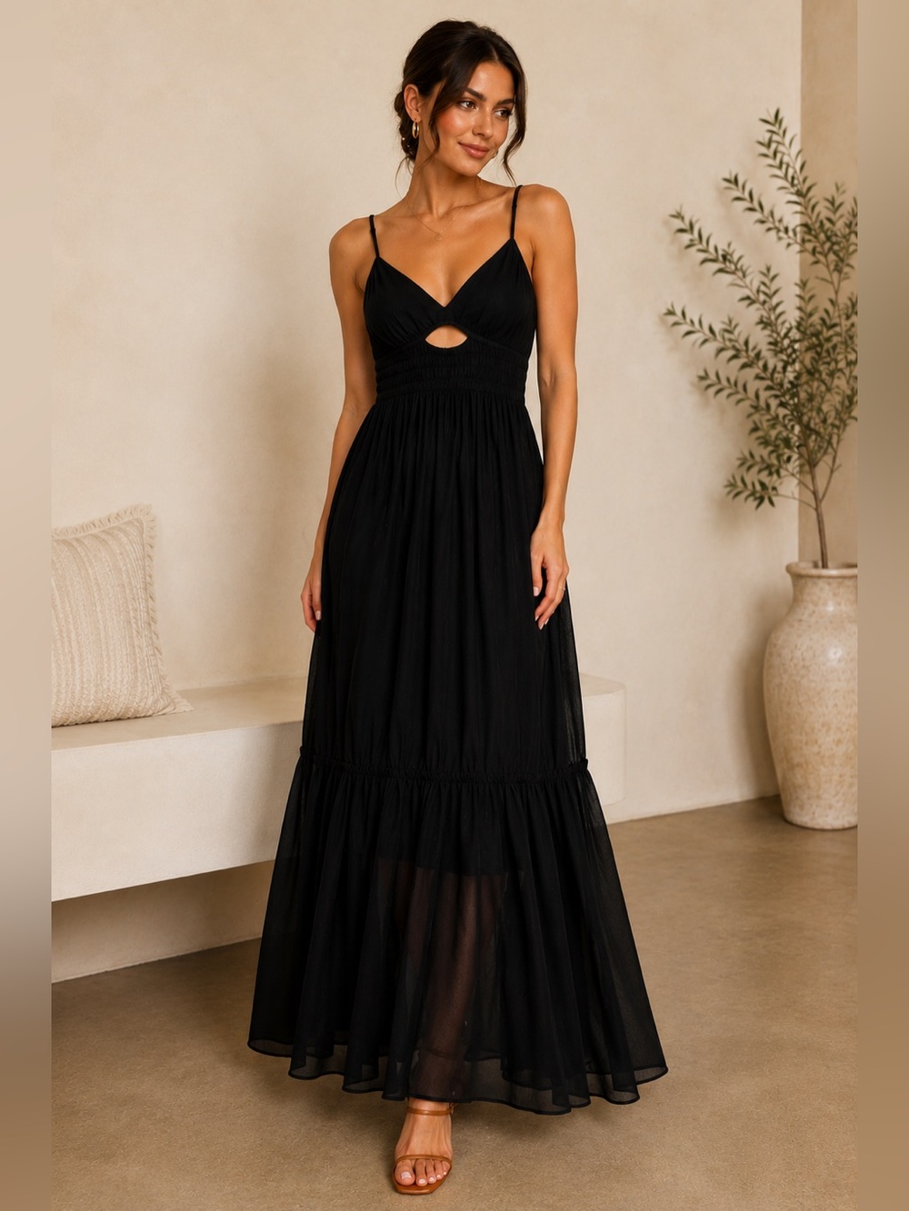 YFB Delphine Chiffon Cut Out Maxi Dress